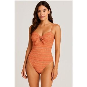 NWOT Robin Piccone Orange Print Isla One Piece Swimsuit Size 12